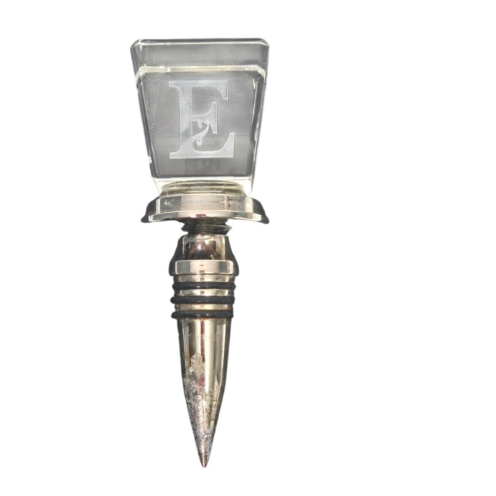 Unbranded‎ Wine Bottle Stopper Silver Monogram Initial E Crystal Top